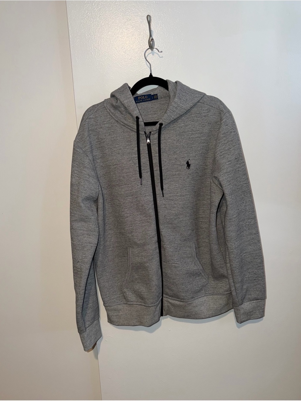 Unisex Polo Ralph Lauren Grey Hooded Full Zip Sweatshirt Size L